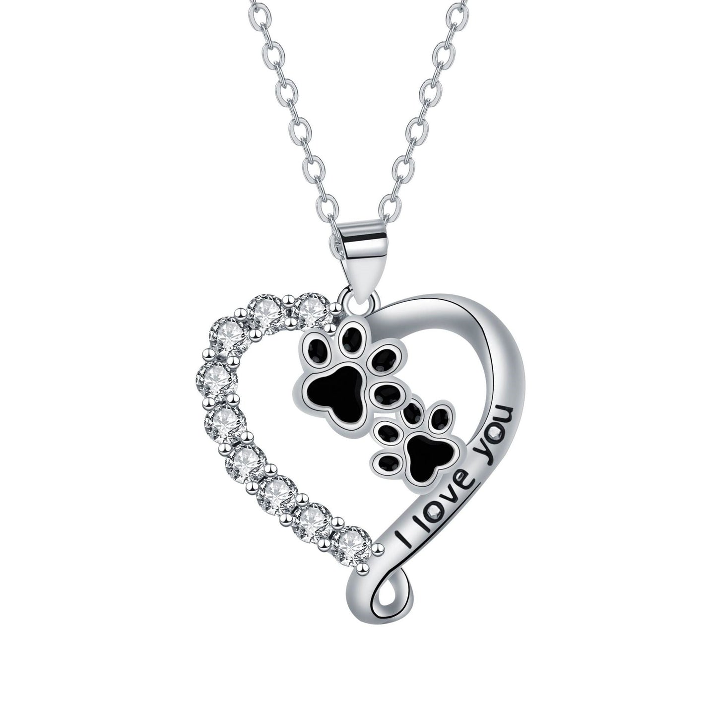 Heart-shaped Pendant Paw Necklace