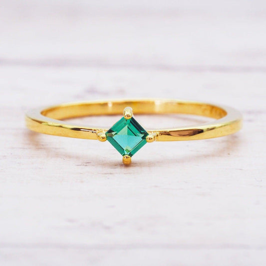 Turquoise Crystal Gold Ring