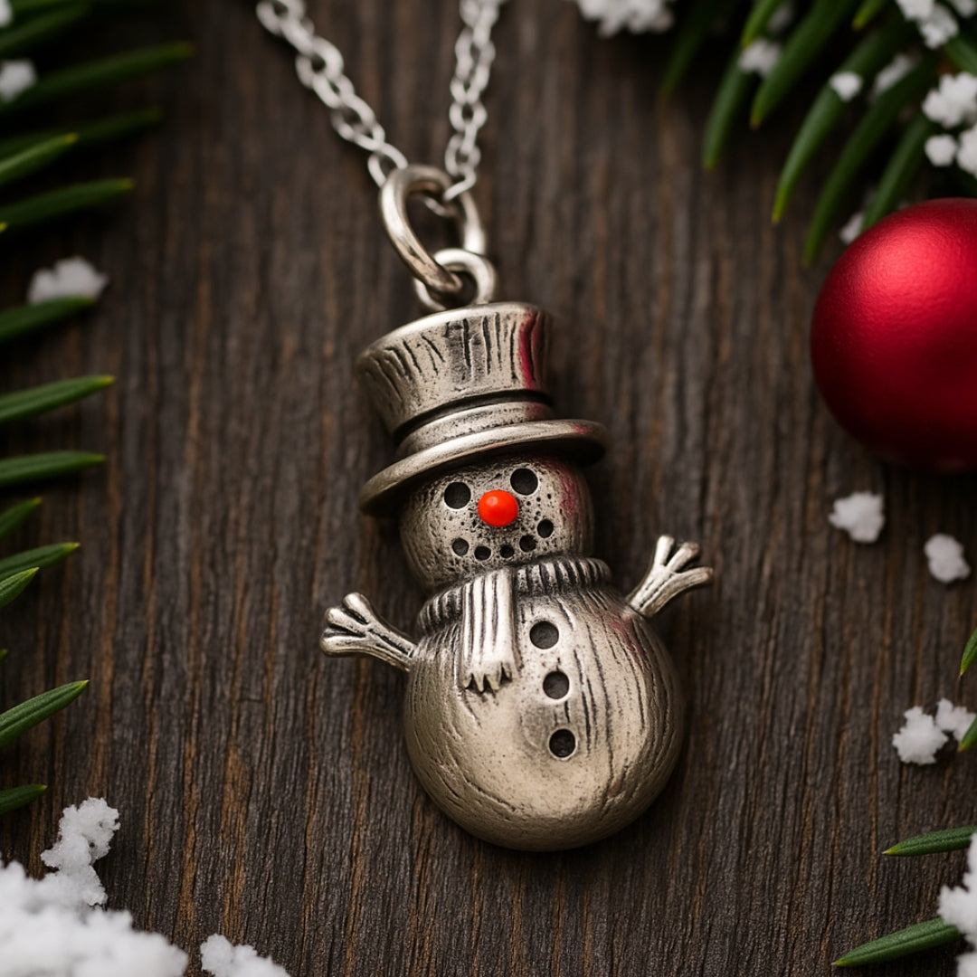 Silver Snowman Necklace