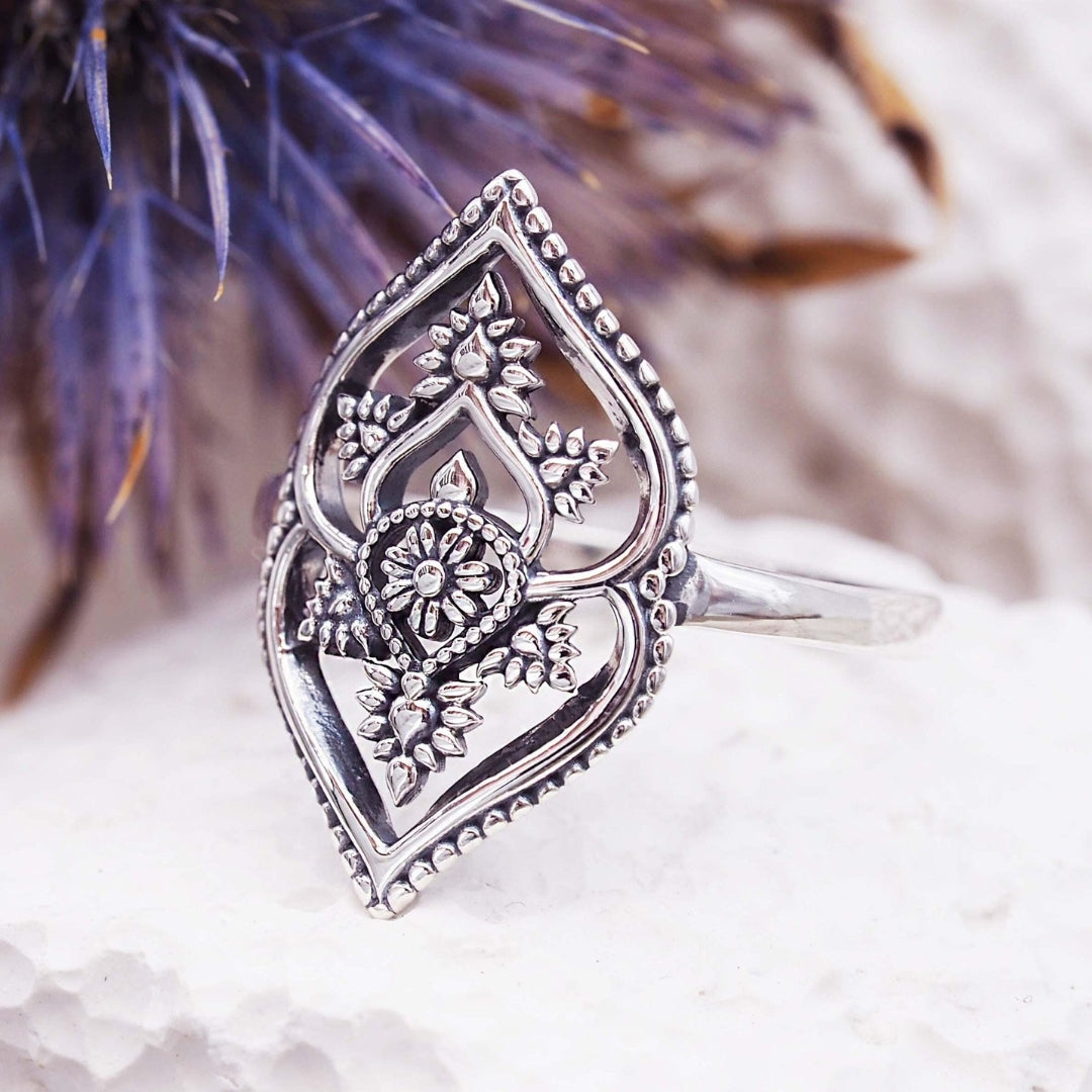 Silvered Mandala Ring