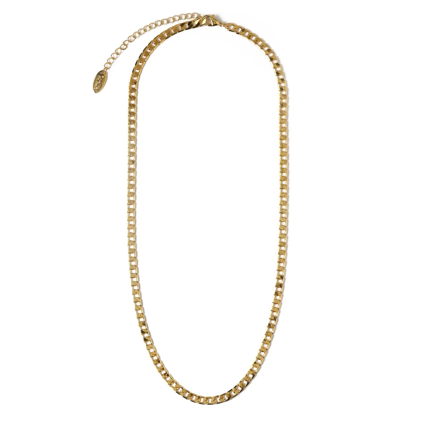 Flat Link Curb Chain Necklace | Gold 16k