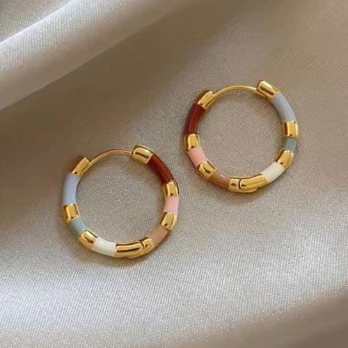 Colorful Hoop Gold Earrings