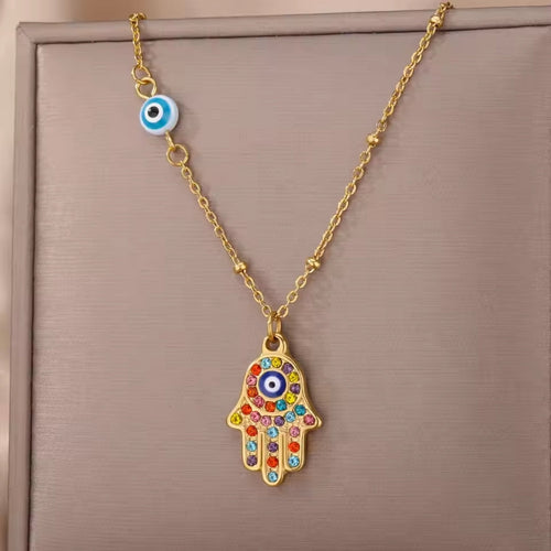 Colorful Figurine Gold Necklace