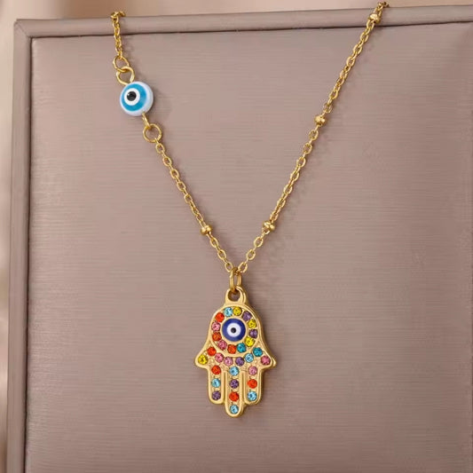 Colorful Figurine Gold Necklace