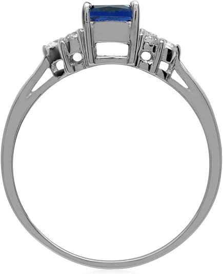 Octagon Cut Sapphire Ring | White Gold