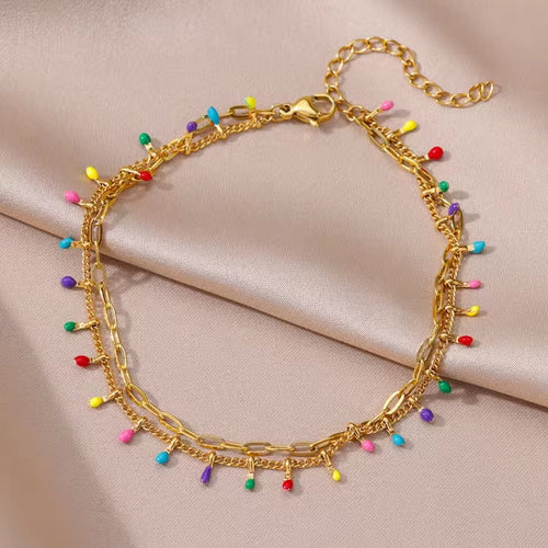 Colorful Crystals Golden Bracelet