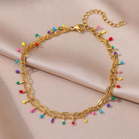 Colorful Crystals Golden Bracelet