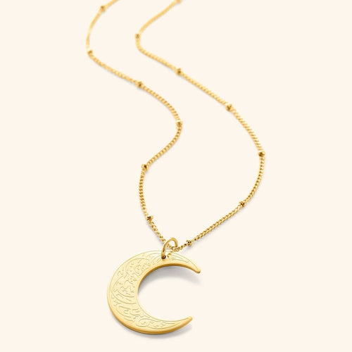 Golden Moon Pendant Necklace