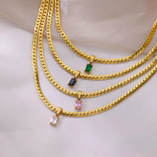 Layered Crystal Gold Necklace