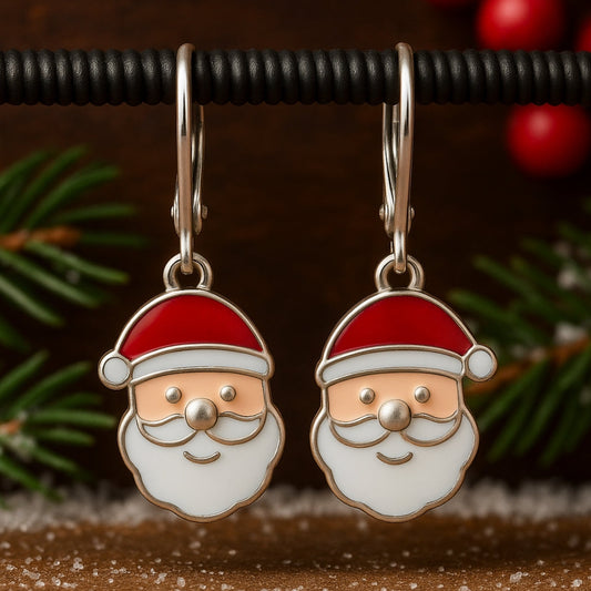 Handpainted Enamel Santa Earrings