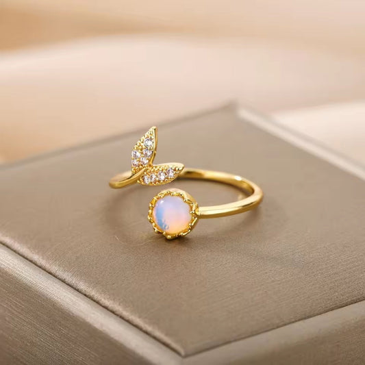 Adjustable Opal Ocean Gold Ring