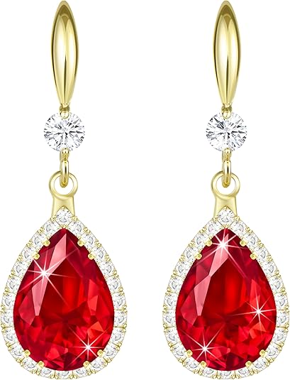 Ruby Teardrop Earrings | Gold