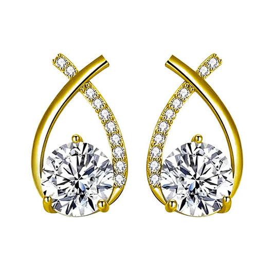 Zirconia Golden Cross Earrings