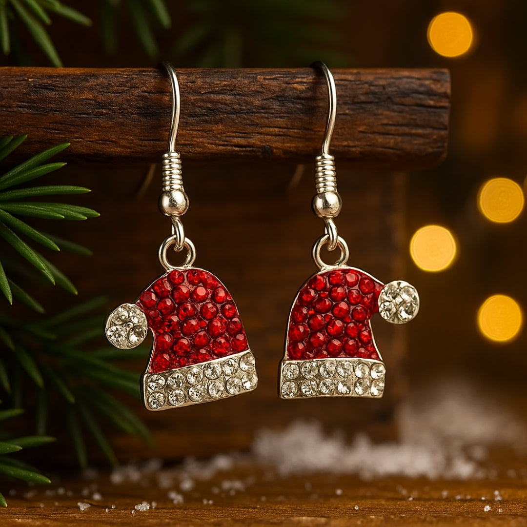 Crystal Santa Hat Earrings