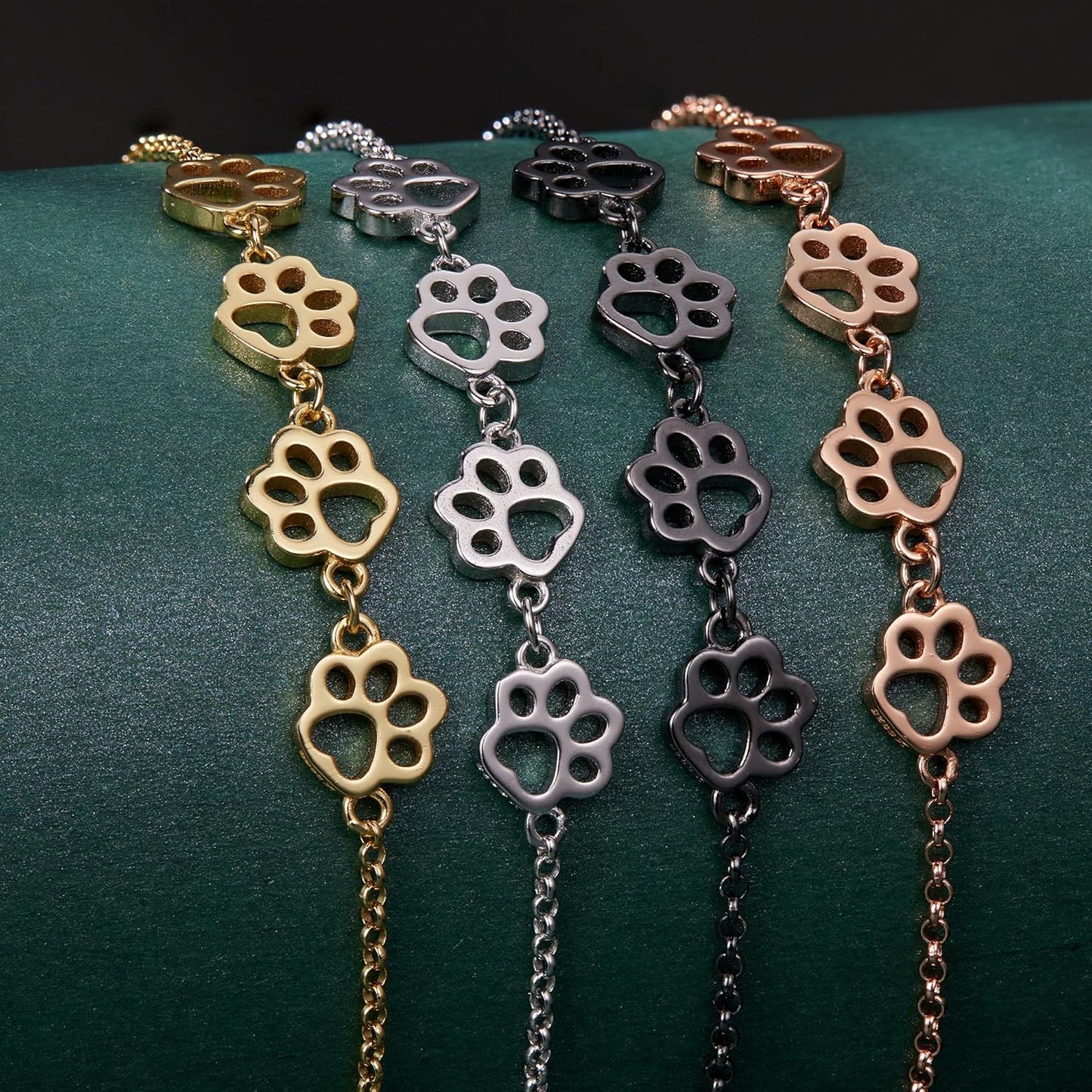 Sterling Silver Paw Print Bracelet – Adjustable Fit