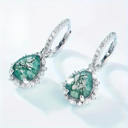 Moss Agate Bright Drop Earrings
