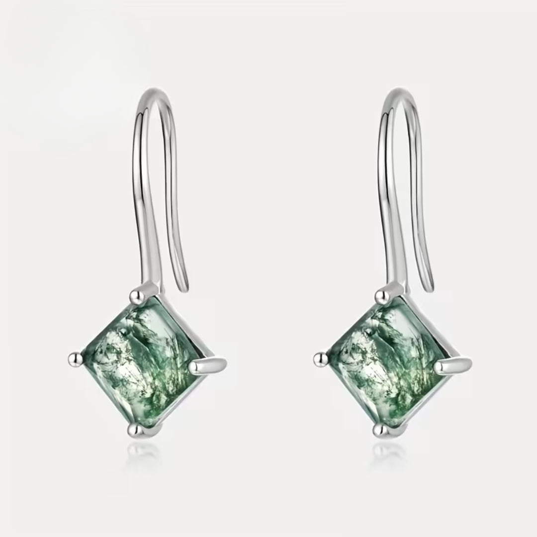 Moss Agate Cubic Earrings