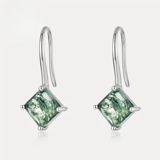 Moss Agate Cubic Earrings