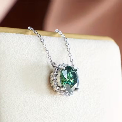 Moss Agate Geometric Round Necklace