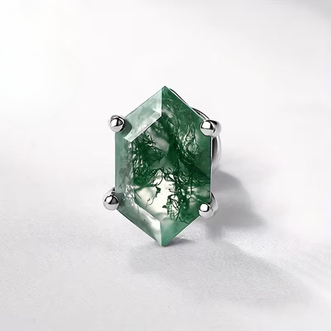 Moss Agate Stud Earrings