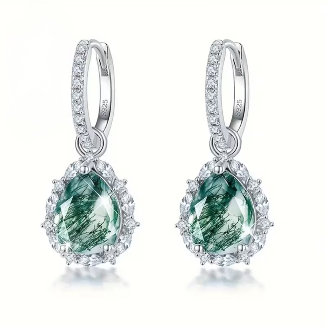 Moss Agate Bright Drop Earrings