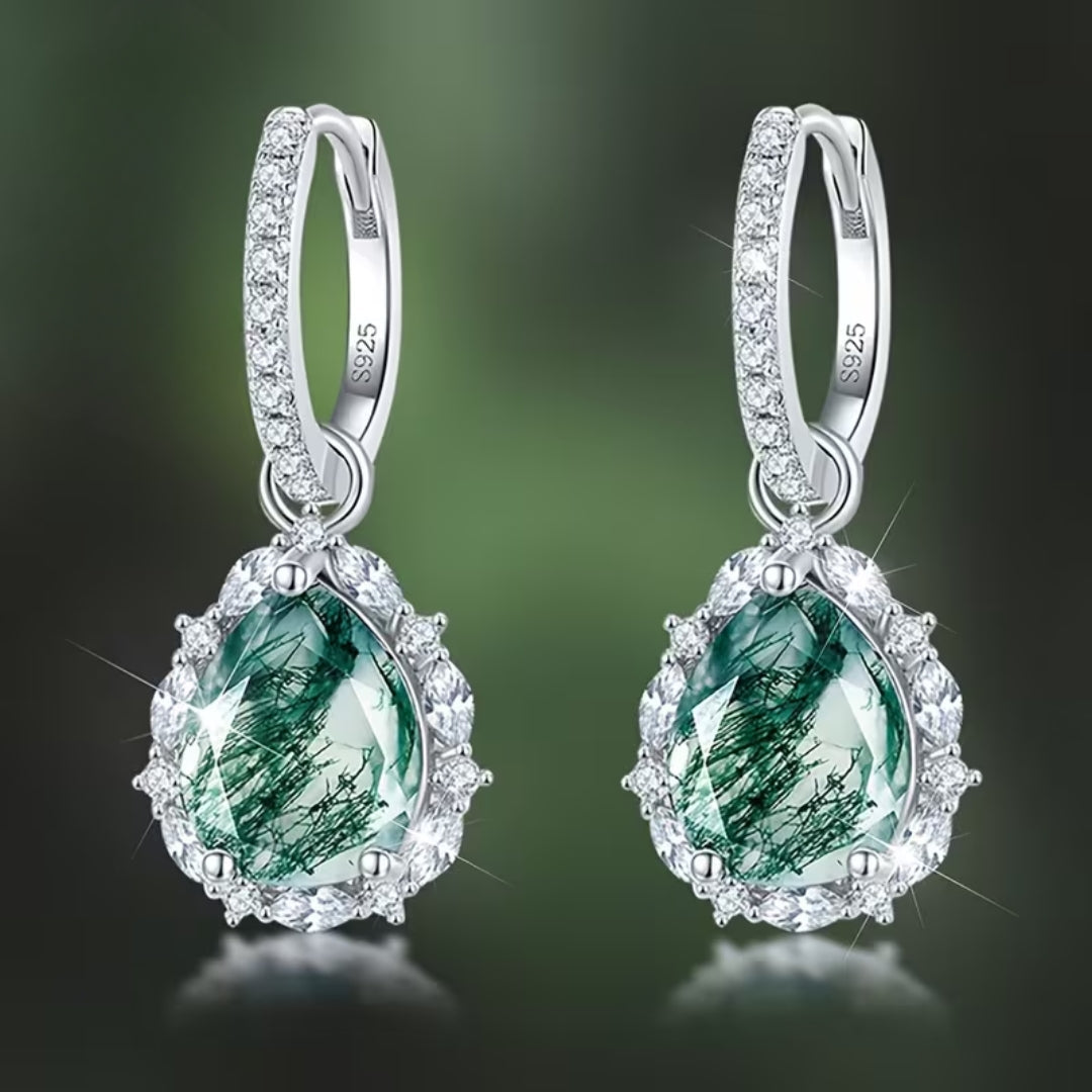 Moss Agate Bright Drop Earrings