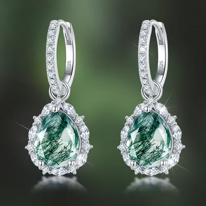 Moss Agate Bright Drop Earrings