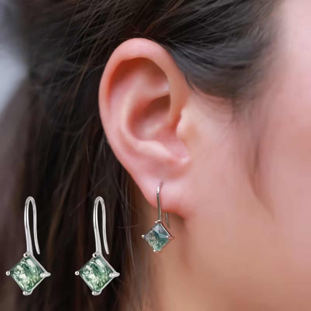 Moss Agate Cubic Earrings