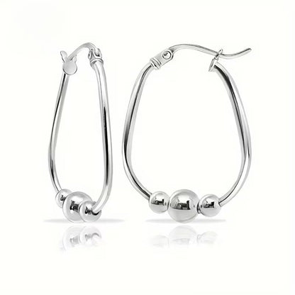 Silver Beads Hoop Earrings