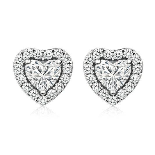 Luna Heart Earrings | White Gold 16k