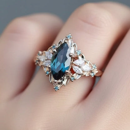 Blue Crystalline Exotic Ring
