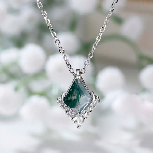 Moss Agate Nature Silver Necklace