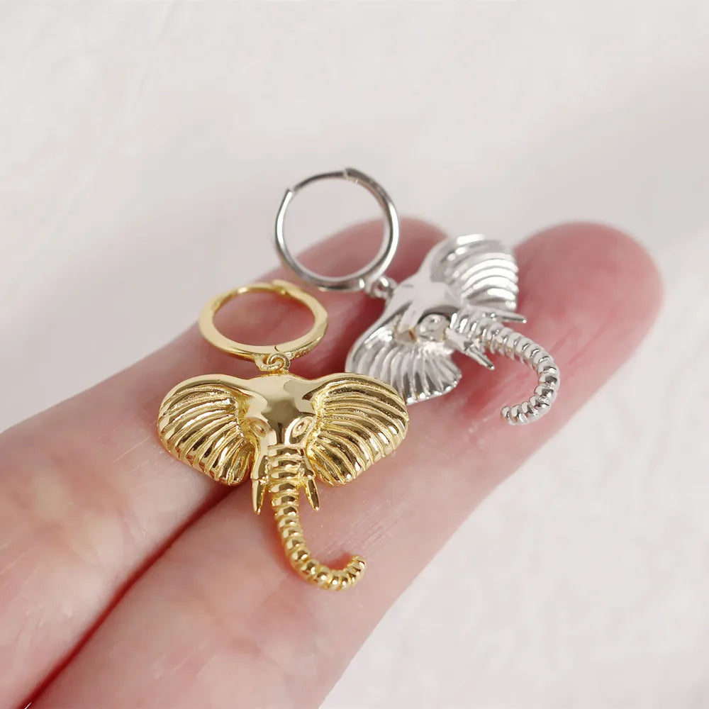 Elephant Charm Hoop Earrings