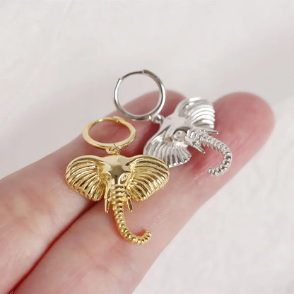 Elephant Charm Hoop Earrings