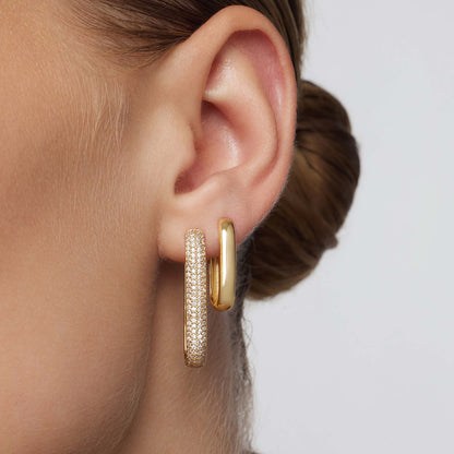 Large Icon Pavé Hoops | Gold 16k