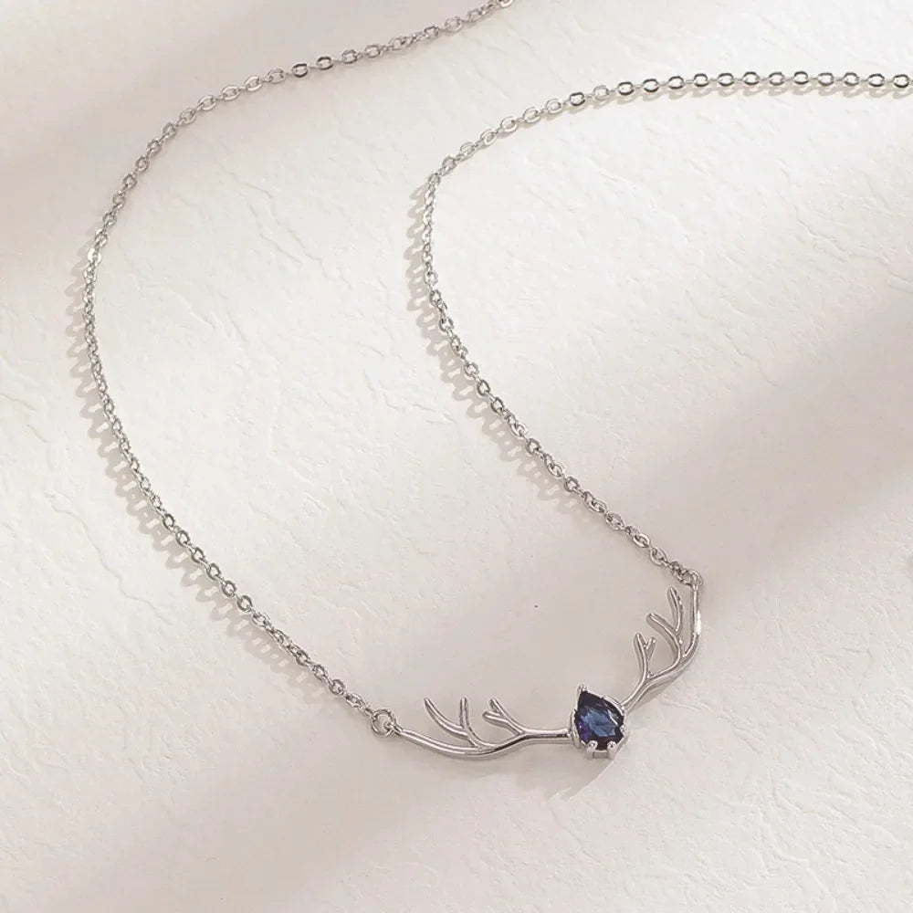 Deer Antler Necklace with Delicate Heart Charm