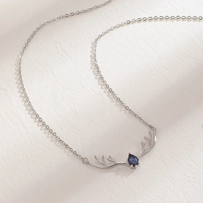 Deer Antler Necklace with Delicate Heart Charm