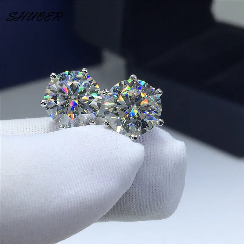 Rounded Crystal Silver Earrings