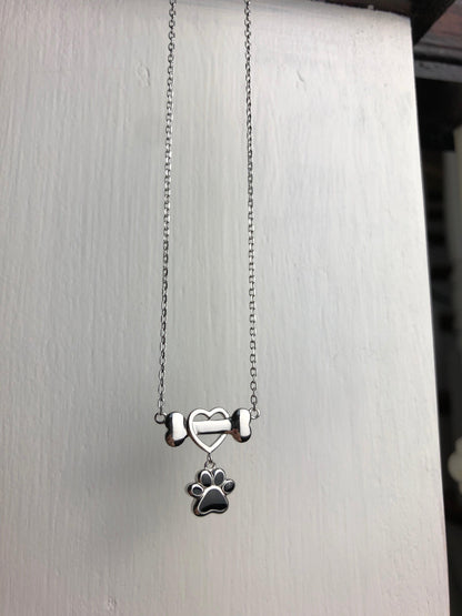 Dainty Dog Paw Necklace in Stainless Steel