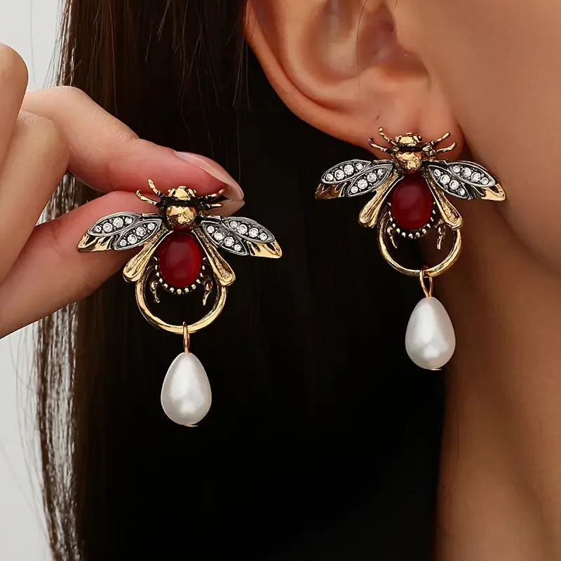 Vintage Bee Drop Earrings