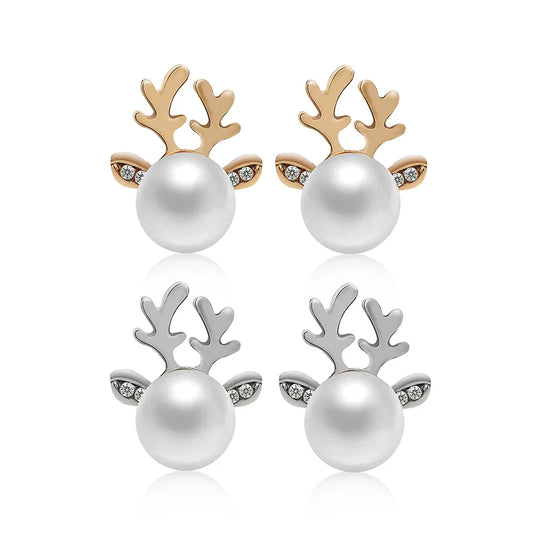 Christmas Reindeer Pearl Earrings