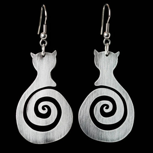 Vintage Cat Spiral Earrings