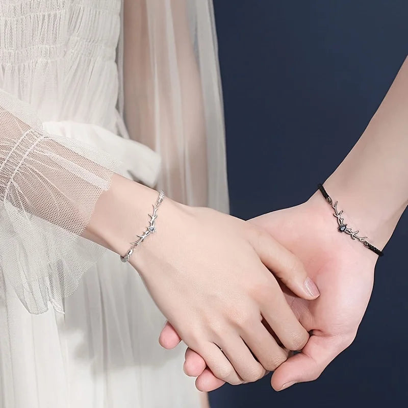 Deer Horn Heart Bracelet with Zircon