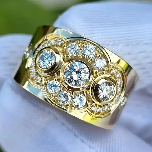 Sparkling Golden Zirconia Ring