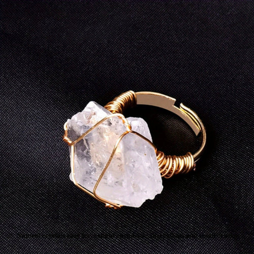 White Quarz Gold Ring