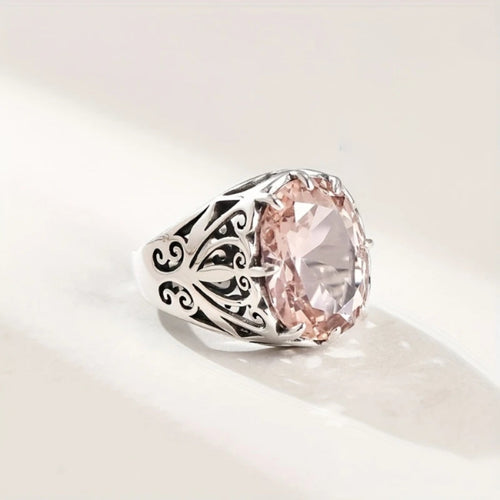 Rose Glass Silver Ring