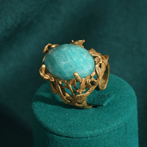 Blue Natural Stone Golden Ring