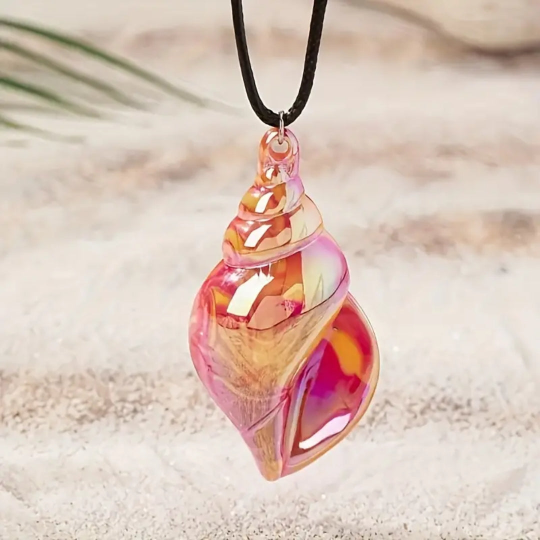 Pink Enamel Shell Necklace