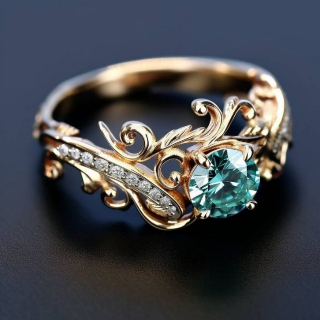 Exotic Bright Rounded Green Crystal Ring