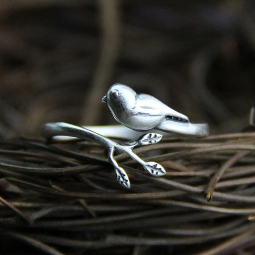 Adjustable Silver Bird Ring